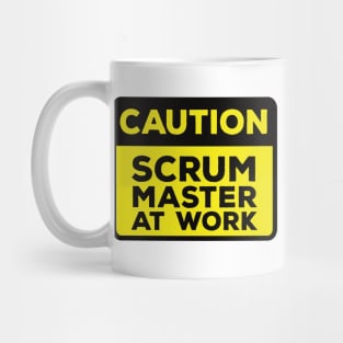 Funny Yellow Road Sign - Caution Scrum Master at Work Mug